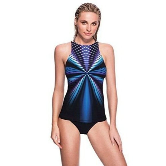 Gottex Profile Sport Starlight High Neck 34D-Cup Underwire Tankini Top, NWT - Picture 1 of 3
